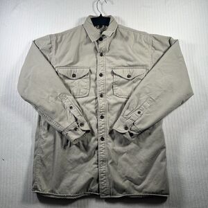 Vintage Levis Sherpa Fleece Lined Button Up Shirt Jacket Shacket Mens M Tan